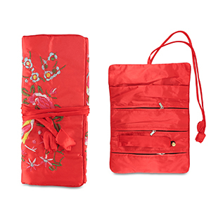 Trousse &agrave; bijoux de voyage avec fleurs Rouge