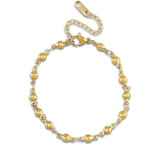 Bracelets en acier Inox boule Dor&eacute;