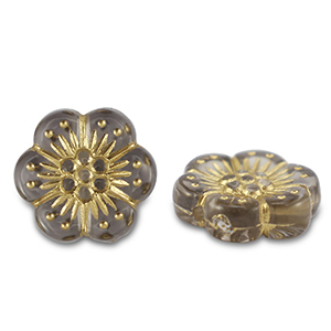 Perles acryliques fleur Gris-dor&eacute;
