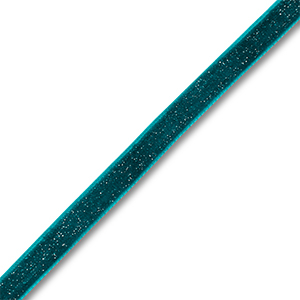 Ruban en velours Bleu sarcelle-argent&eacute; paillet&eacute;