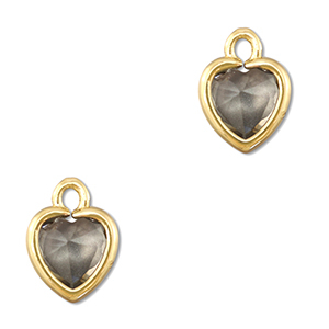 Pendentifs en verre Crystal glass coeur Gris clair-dor&eacute;