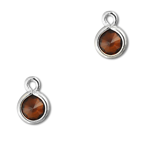 Pendentifs en verre Crystal glass rond Orange marron-argent&eacute;