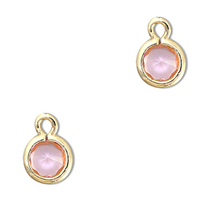 Pendentifs en verre Crystal glass rond Rose clair-dor&eacute;