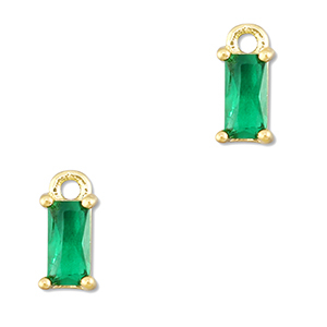 Pendentifs en verre Crystal glass rectangle Vert &eacute;meraude-dor&eacute;