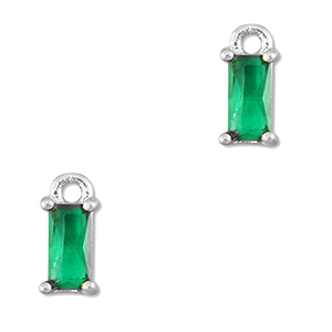 Pendentifs en verre Crystal glass rectangle Vert &eacute;meraude-argent&eacute;