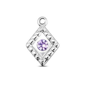 BY31&reg; Breloques en acier Inox losange Argent&eacute;-lilas clair