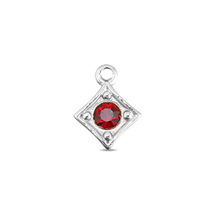 BY31&reg; Breloques en acier Inox losange Argent&eacute;-rouge rubis