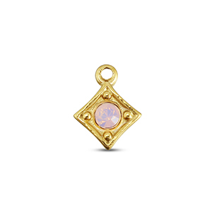 BY31&reg; Breloques en acier Inox losange Dor&eacute;-rose doux opale