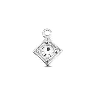 BY31&reg; Breloques en acier Inox losange Argent&eacute;-cristal