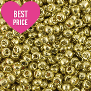 Perles de rocailles 12/0 (2mm) Dor&eacute; jaune brillance m&eacute;tallique