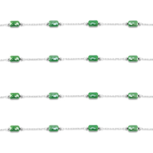 Appr&ecirc;ts en acier inox cha&icirc;ne maille jaseron ovale Argent&eacute;-vert