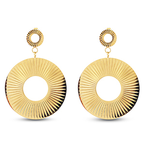 Boucles d'oreilles / puces en acier Inox rond Dor&eacute;