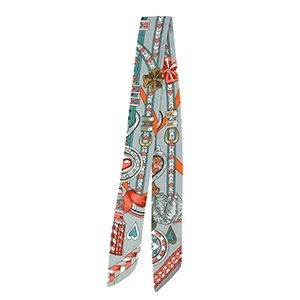 Bandana foulard avec coeur/ceinture en cuir Gris-vert sarcelle-rouge clair
