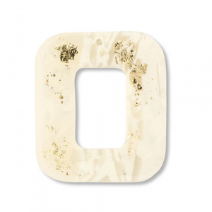 Pendentifs en polym&egrave;re carr&eacute; Blanc cass&eacute;-beige-dor&eacute;