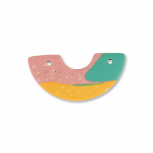 Pendentifs en polym&egrave;re arche Vert-rose-jaune ocre