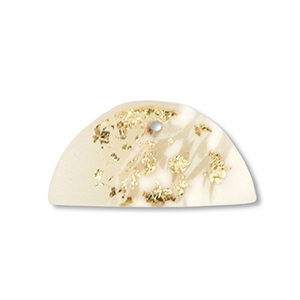 Pendentifs en polym&egrave;re semi-circulaire Blanc cass&eacute;-beige-dor&eacute;