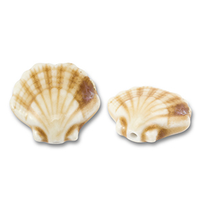Perles en c&eacute;ramique coquille Marron clair