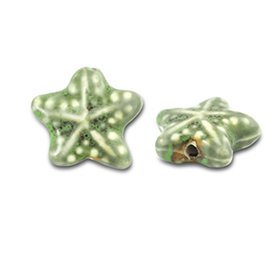 Perles en c&eacute;ramique &eacute;toile de mer Vert clair