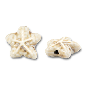 Perles en c&eacute;ramique &eacute;toile de mer Blanc cass&eacute;