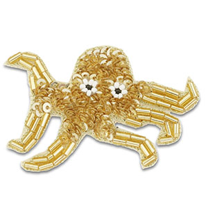 Broches pieuvre Dor&eacute;-blanc