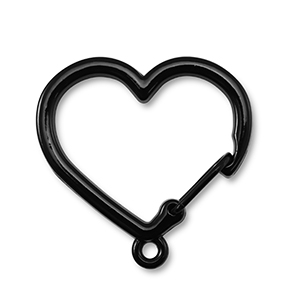 Appr&ecirc;ts color&eacute;s porte-cl&eacute;s coeur avec anneau Noir
