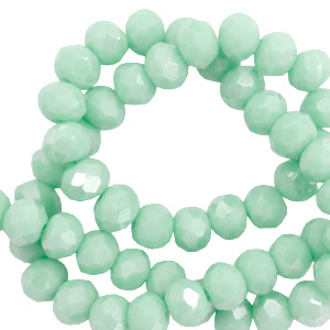 Perles &agrave; facettes 6x4mm disque Vert aqua blanchi-AB coating