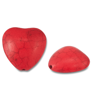 Perles en c&eacute;ramique c&oelig;ur Rouge