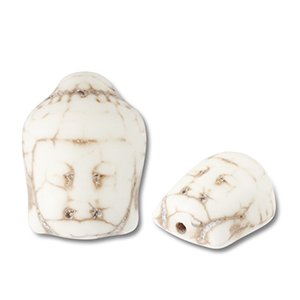 Perles en c&eacute;ramique bouddha Blanc cass&eacute;