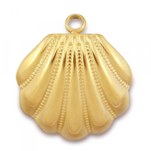 Breloques en acier Inox coquille Dor&eacute;