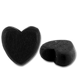 Perles en bois c&oelig;ur Noir