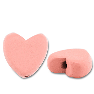 Perles en bois c&oelig;ur Rose clair