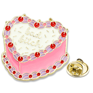 Pins g&acirc;teau "Bad bitch" Blanc-rose-rouge-dor&eacute;