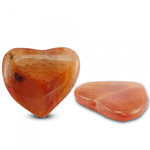 Pierres naturelles perles Agate coeur craquel&eacute; Transparent rouge corail