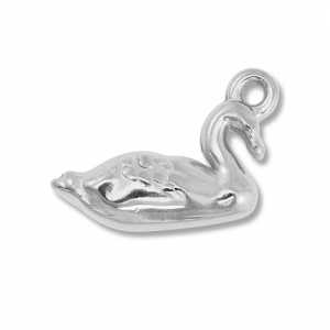 Breloques en acier Inox cygne Argent&eacute;