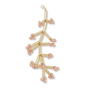 Pendentifs en perles de verre fleur Dor&eacute;-rose vintage