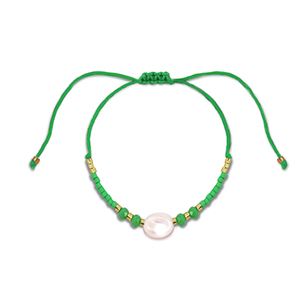 Cha&icirc;nes de cheville tendance perles mixtes Vert-blanc-dor&eacute;