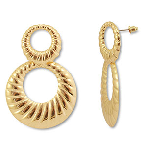 Boucles d'oreilles accroche-regard rond Dor&eacute;