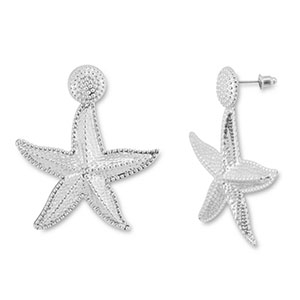 Boucles d'oreilles accroche-regard &eacute;toile de mer Argent&eacute;