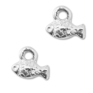 Breloques en m&eacute;tal DQ poisson Argent&eacute; antique (sans nickel)