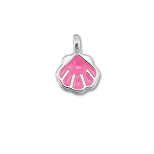 Breloques en m&eacute;tal DQ coquille Rosa magenta-Argent&eacute; antique (sans nickel)