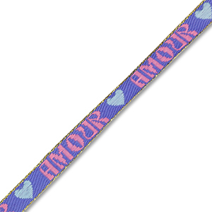 BY31&reg; Ruban texte "Amour" Bleu lavande-rose-blue clair-dor&eacute;
