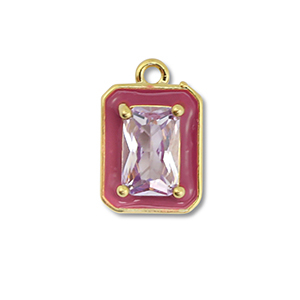 M&eacute;tal TQ laiton breloques rectangle Dor&eacute;-violet