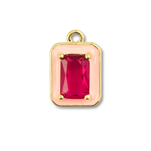 M&eacute;tal TQ laiton breloques rectangle Dor&eacute;-rose cr&egrave;me-rouge vin de baies