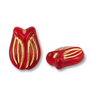 Perles acryliques tulipe Rouge-dor&eacute;