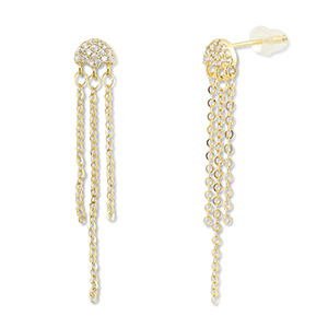 M&eacute;tal TQ laiton boucles d'oreilles / puces d&rsquo;oreilles m&eacute;duse Dor&eacute;-transparent