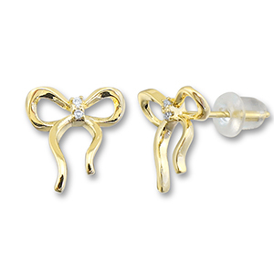 M&eacute;tal TQ laiton boucles d'oreilles / puces d&rsquo;oreilles n&oelig;ud Dor&eacute;