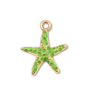 Breloques en m&eacute;tal &eacute;maill&eacute;e &eacute;toile de mer Dor&eacute;-vert