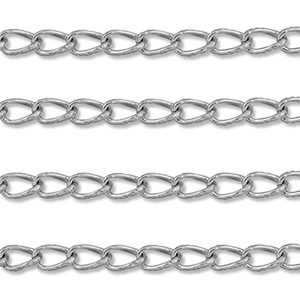 Appr&ecirc;ts en acier Inox cha&icirc;ne maille jaseron ovale Argent&eacute;