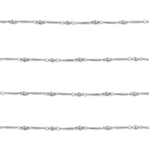Appr&ecirc;ts en acier Inox cha&icirc;ne maille jaseron barre avec boule Argent&eacute;