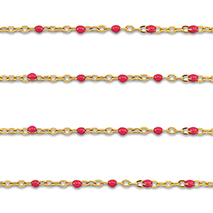 Appr&ecirc;ts en acier Inox cha&icirc;ne maille jaseron 1mm Dor&eacute;-rouge cerise